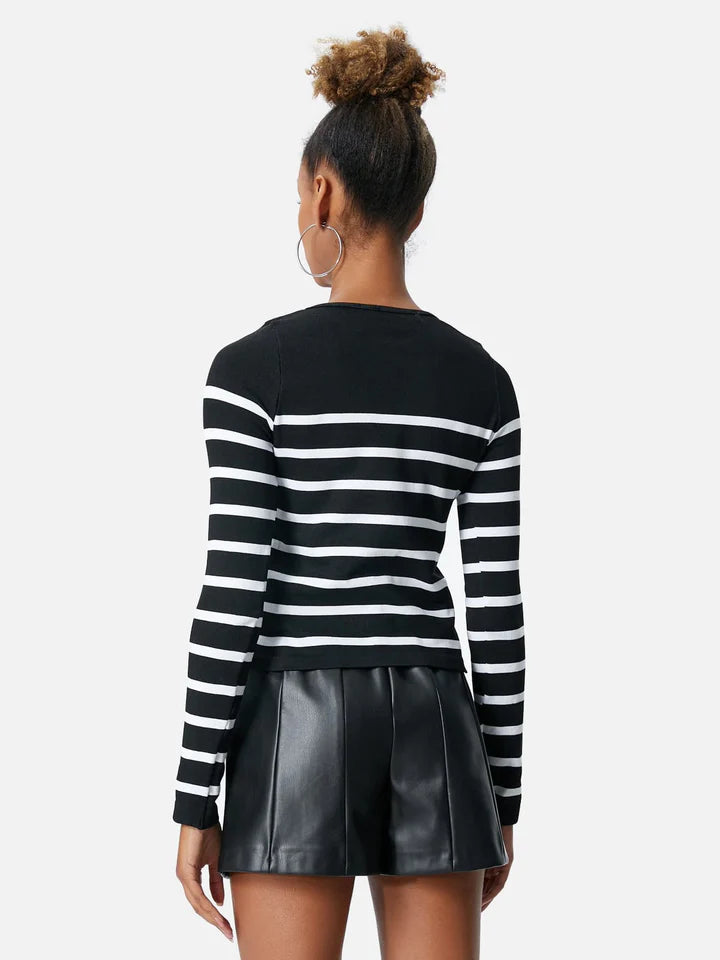 Cotton Long-Sleeve Striped T-shirt